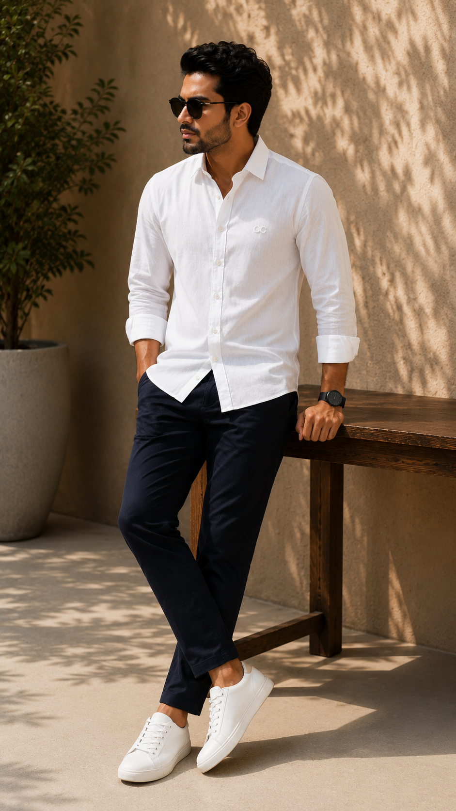 White Cotton Linen Shirt