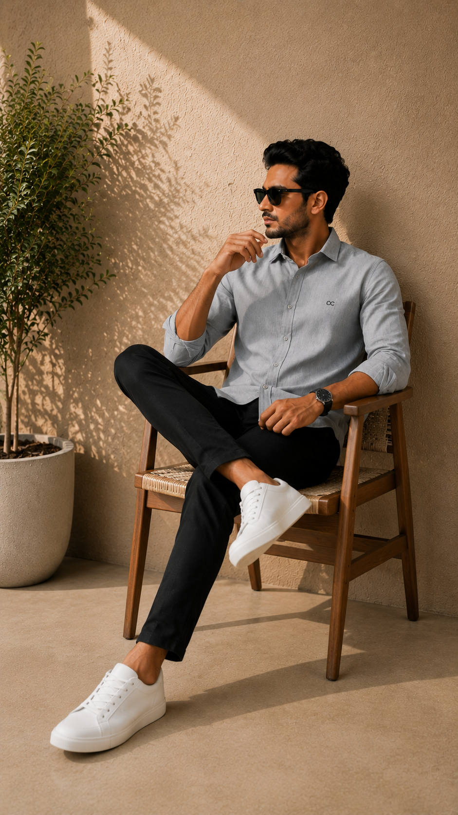 Light Grey Cotton Linen Shirt