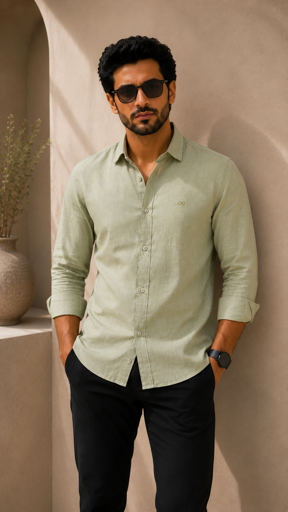 Sage Green Cotton Linen Shirt