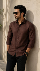 Brown Cotton Linen Shirt