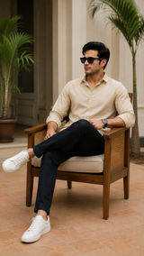 Beige Cotton Linen Shirt