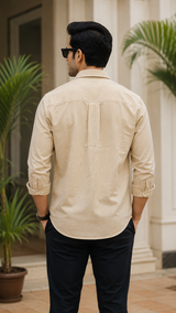 Beige Cotton Linen Shirt