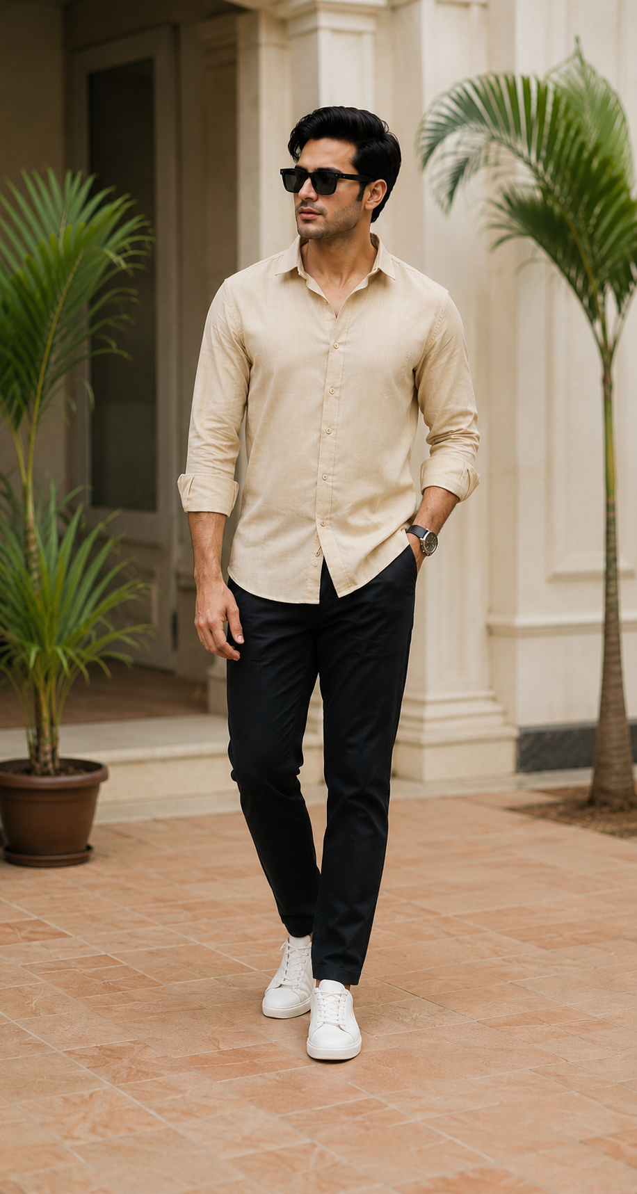 Beige Cotton Linen Shirt