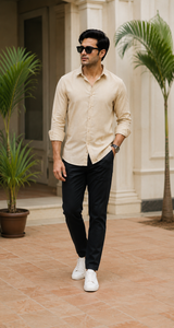 Beige Cotton Linen Shirt
