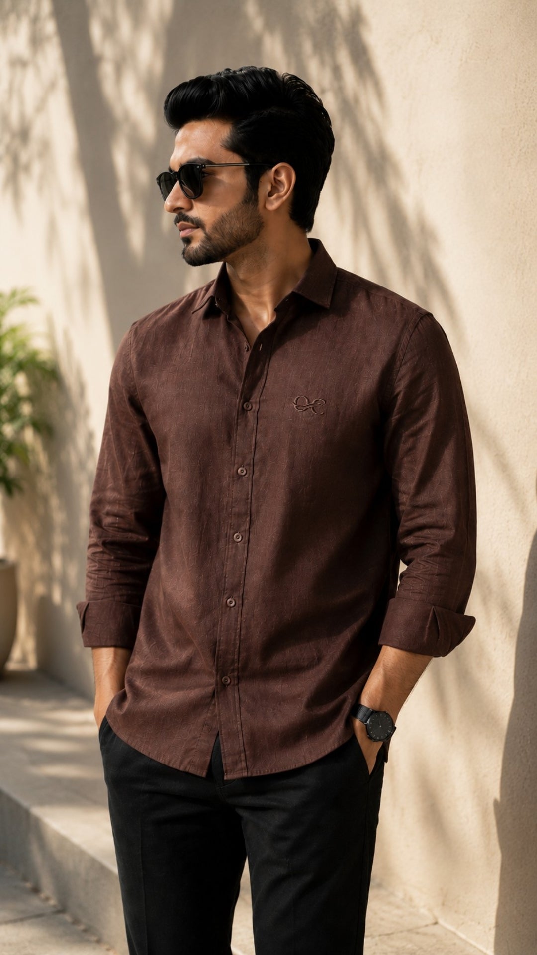 Brown Cotton Linen Shirt