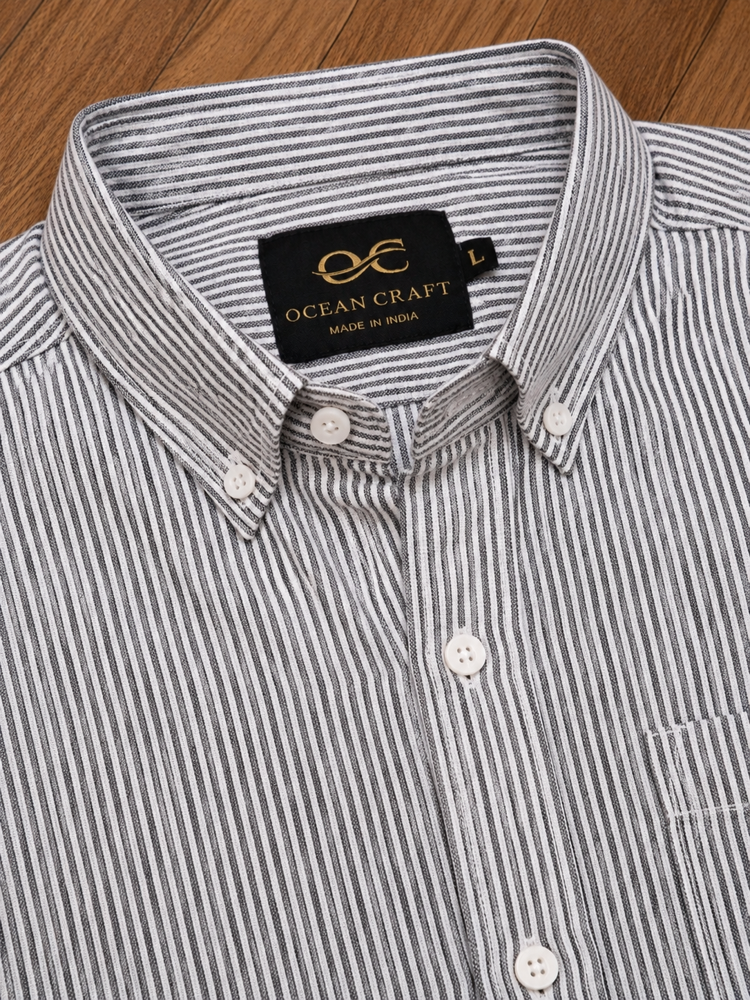 Black Pinstripe Cotton Shirt