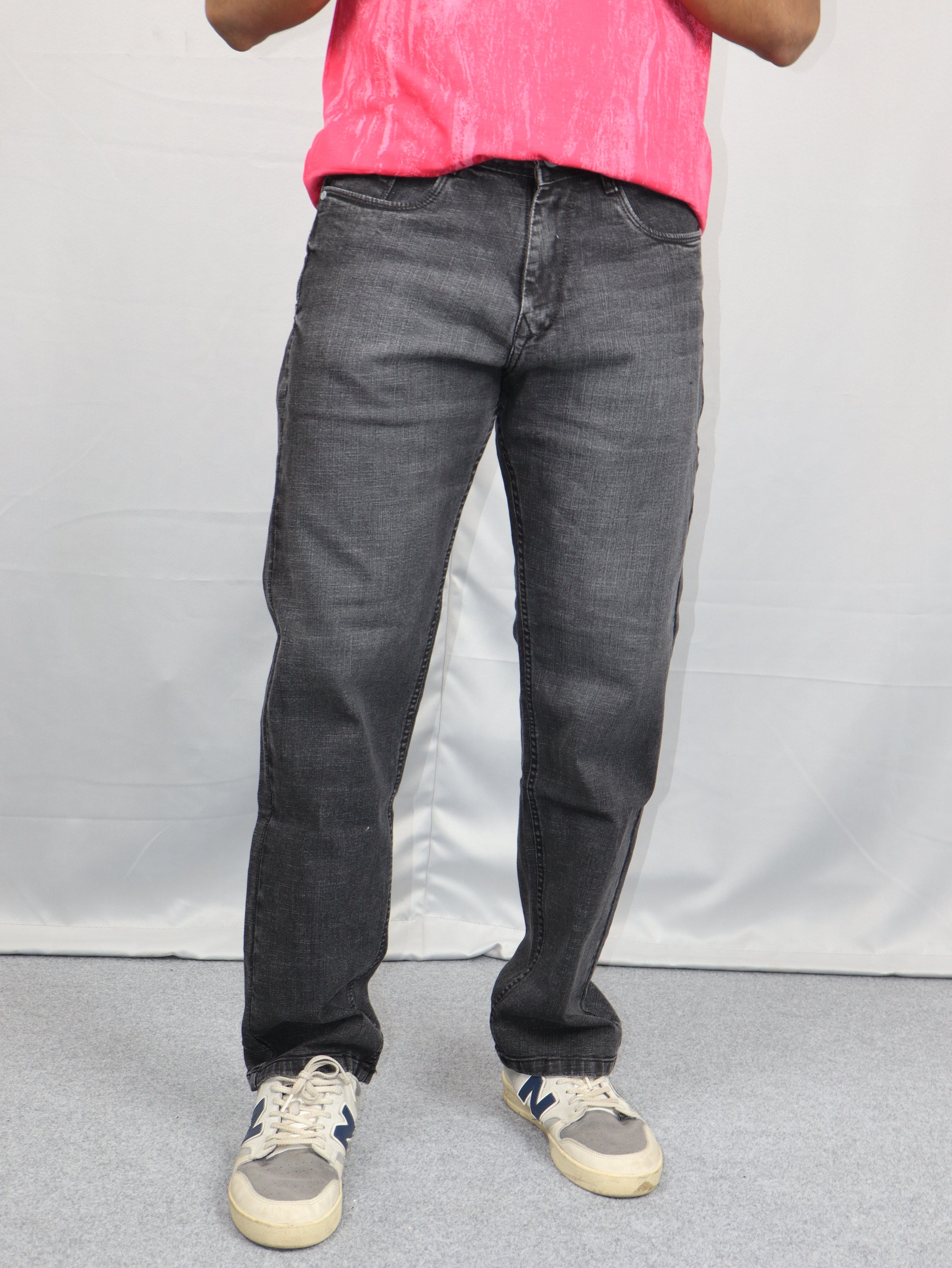 Charcoal Black Straight Fit Denim Jeans
