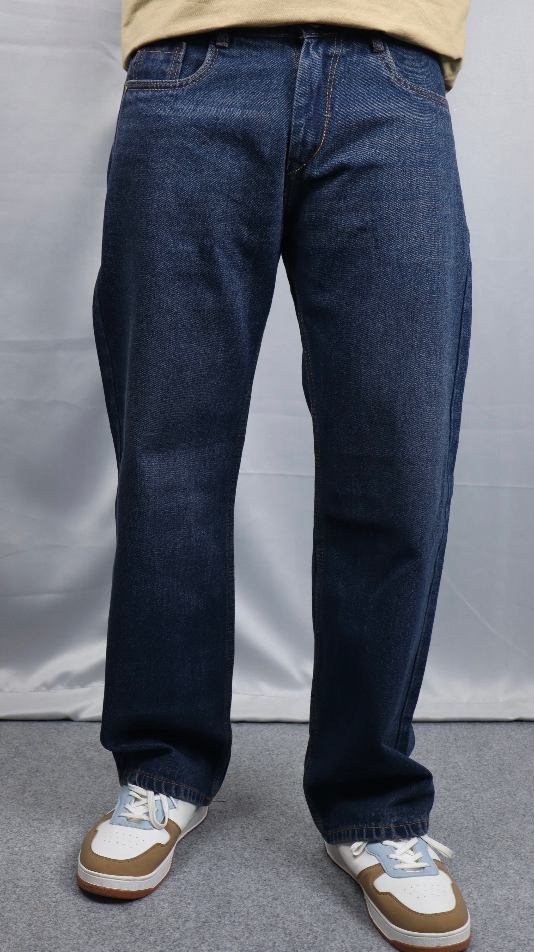 Dark Blue Washed Baggy Fit Jeans