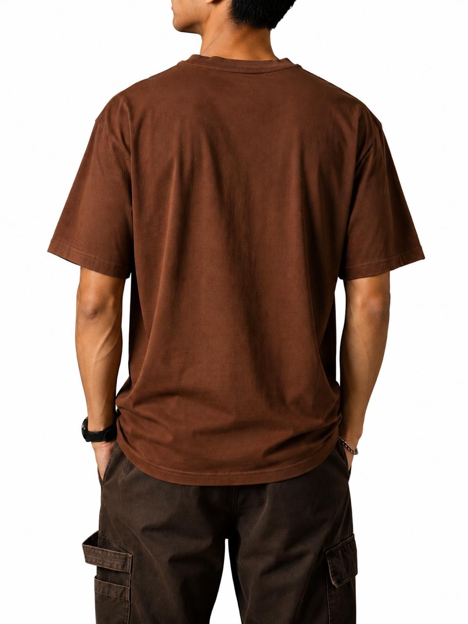 Brown Vintage Car Graphic T-Shirt