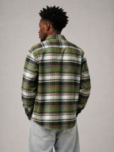 Olive Green Boxy Fit Flannel Shirt