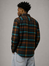 Black Teal Orange  Boxy Fit Flannel Shirt