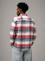 Rust Navy Boxy Fit Flannel Shirt