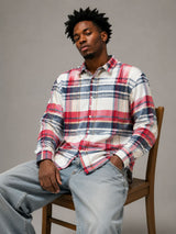 Rust Navy Boxy Fit Flannel Shirt