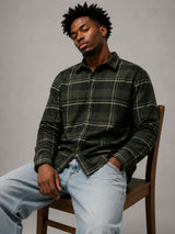 Olive Black  Boxy Fit Flannel Shirt
