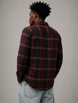 Burgundy Black Boxy Fit Flannel Shirt