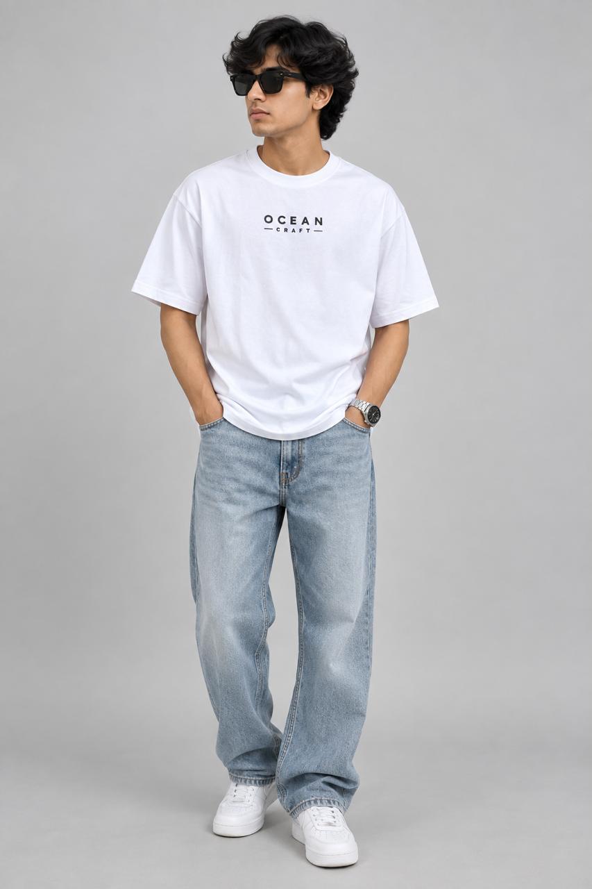 White Boundless Art Oversized Premium Cotton T-Shirt