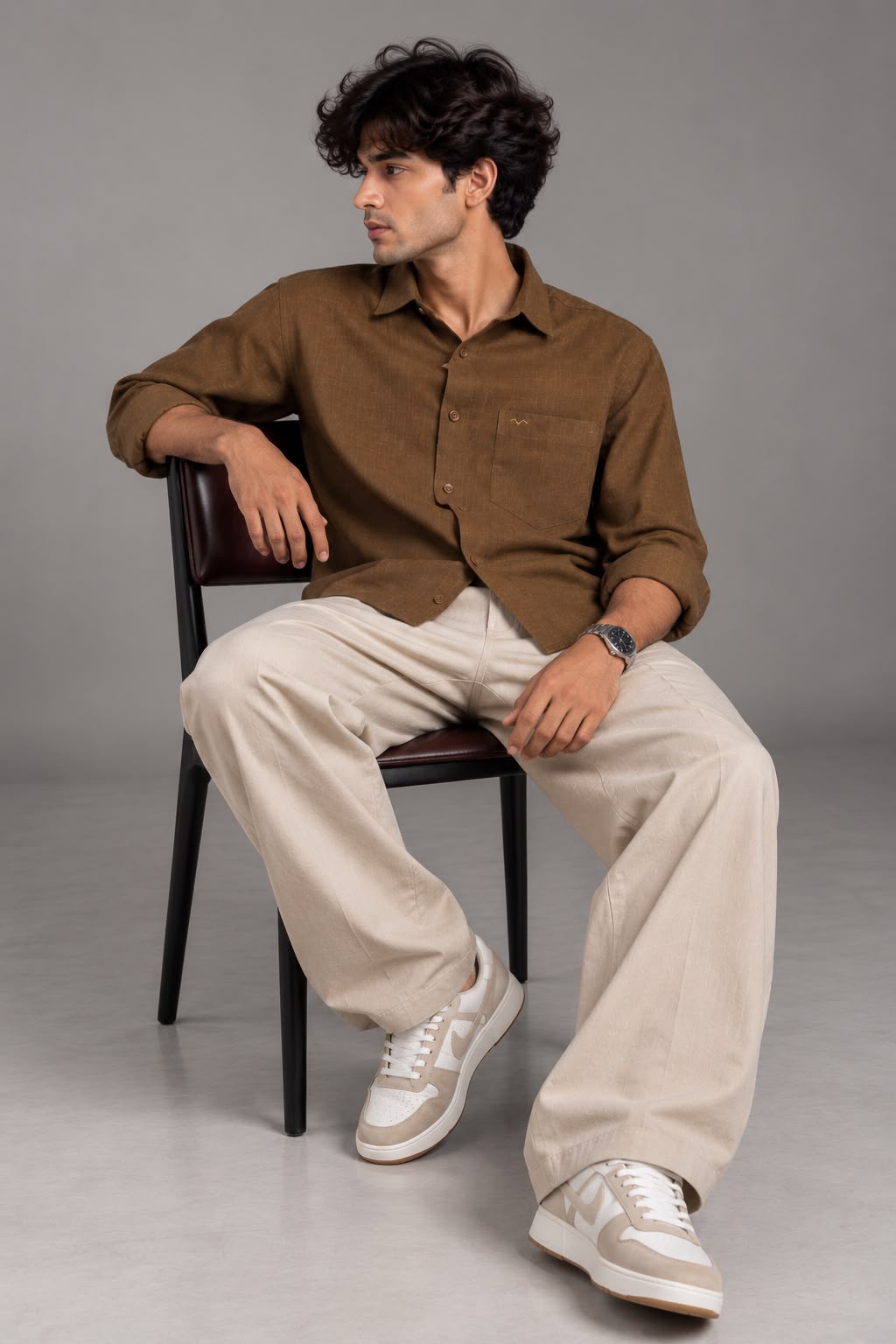 Mocha Brown  Linen Shirt