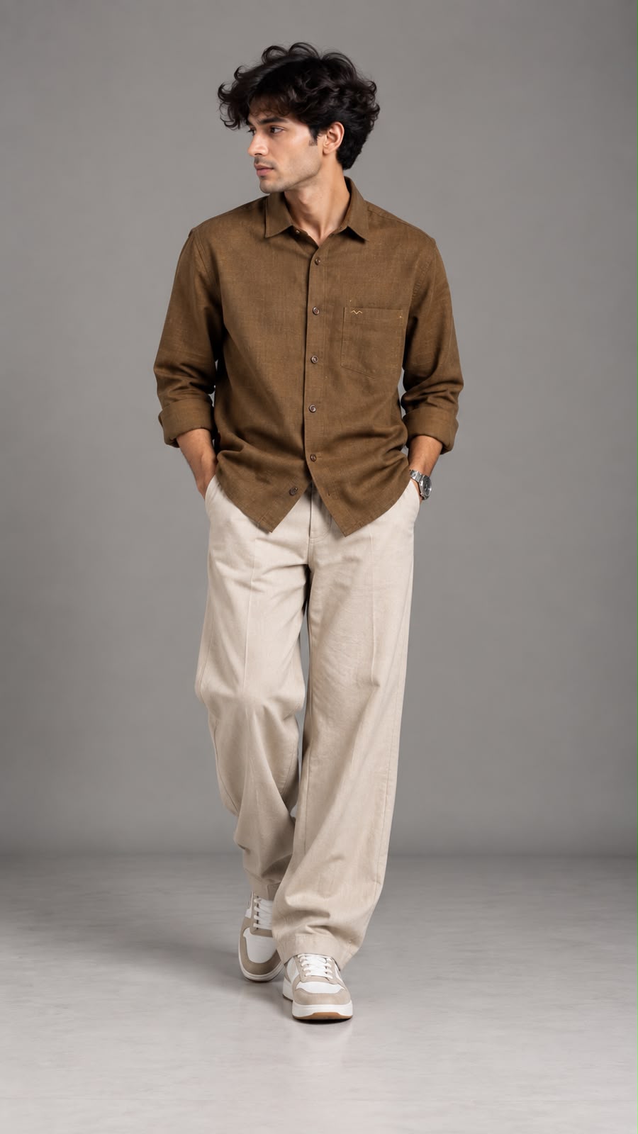 Mocha Brown  Linen Shirt