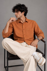 Rust Orange Linen Shirt