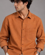 Rust Orange Linen Shirt