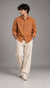 Rust Orange Linen Shirt