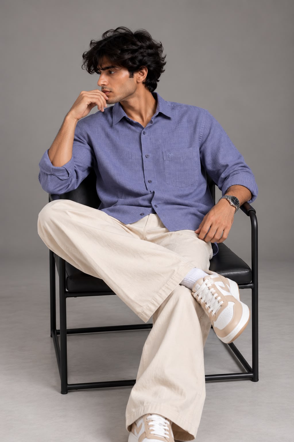 Denim Blue  Linen Shirt