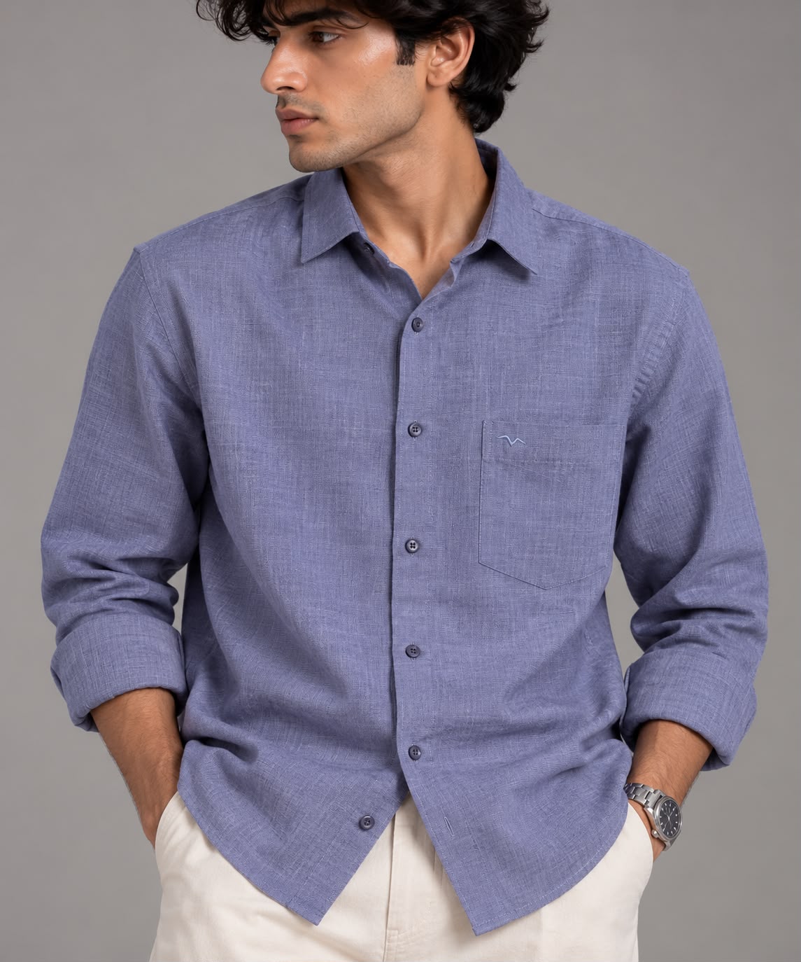 Denim Blue  Linen Shirt