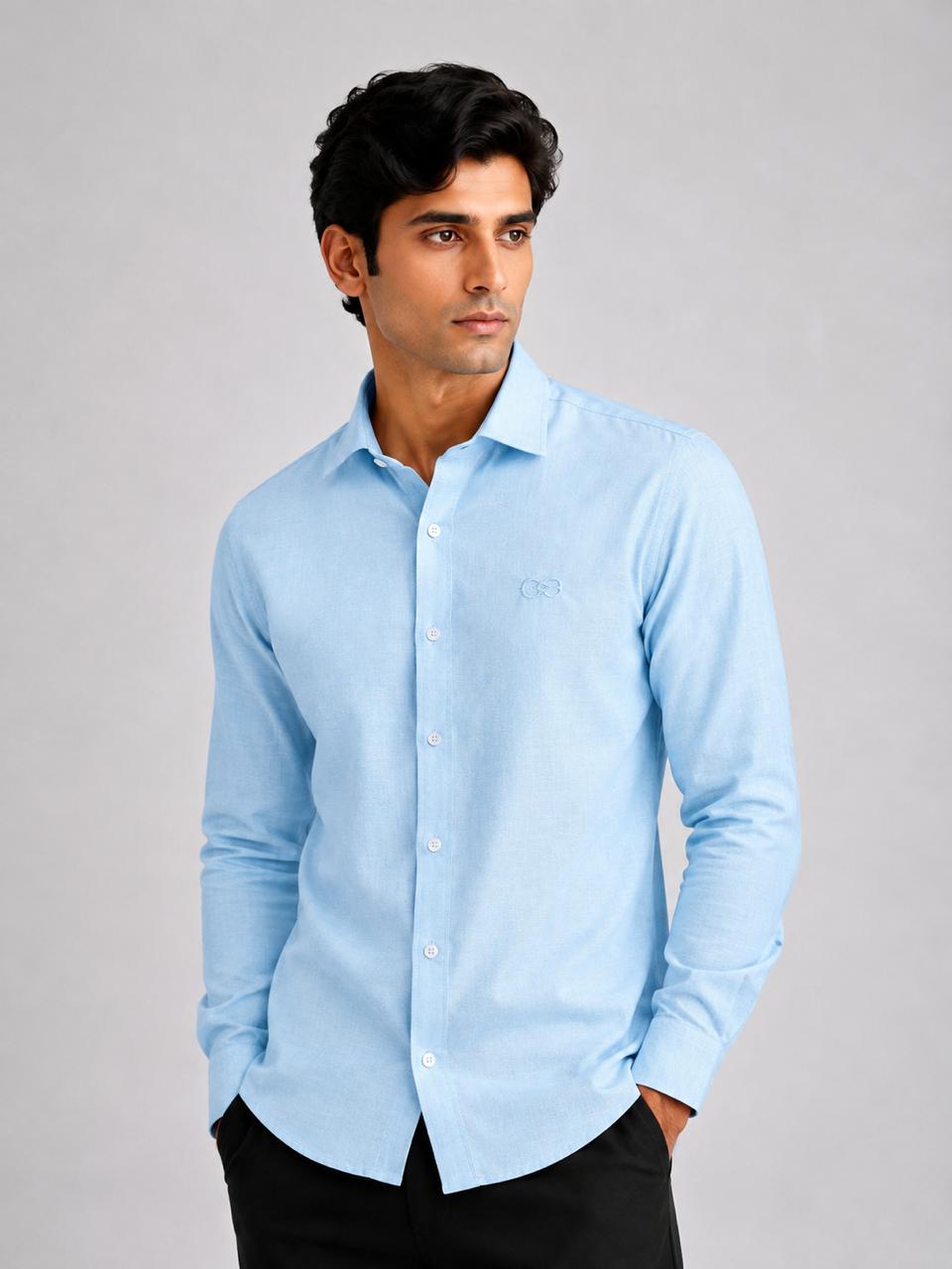 Sky Blue Cotton Linen Shirt