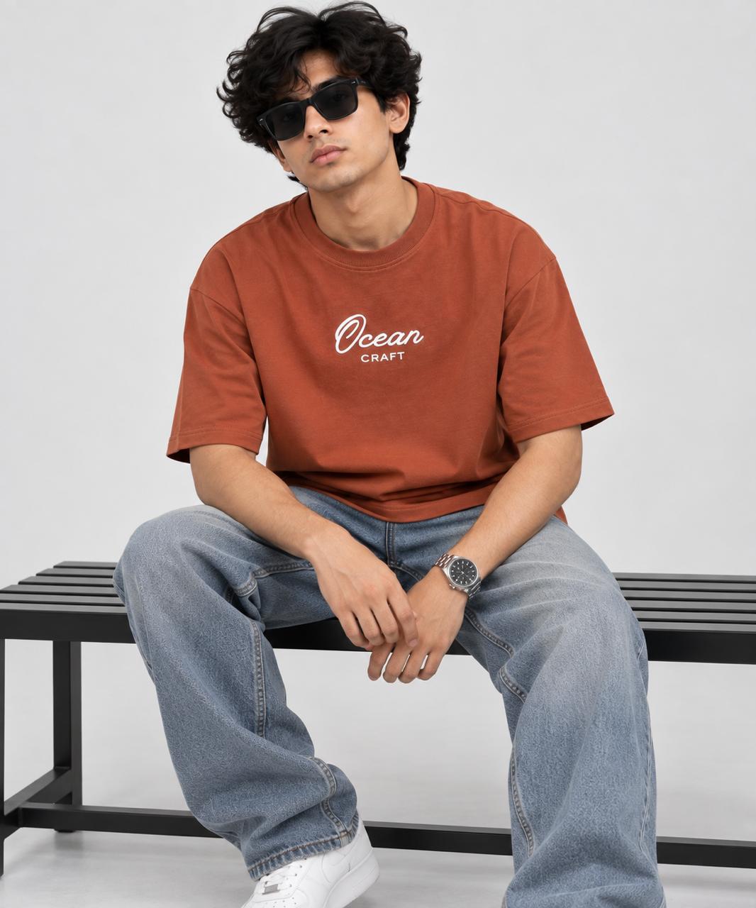Brown Premium Graphic Oversized T-shirt