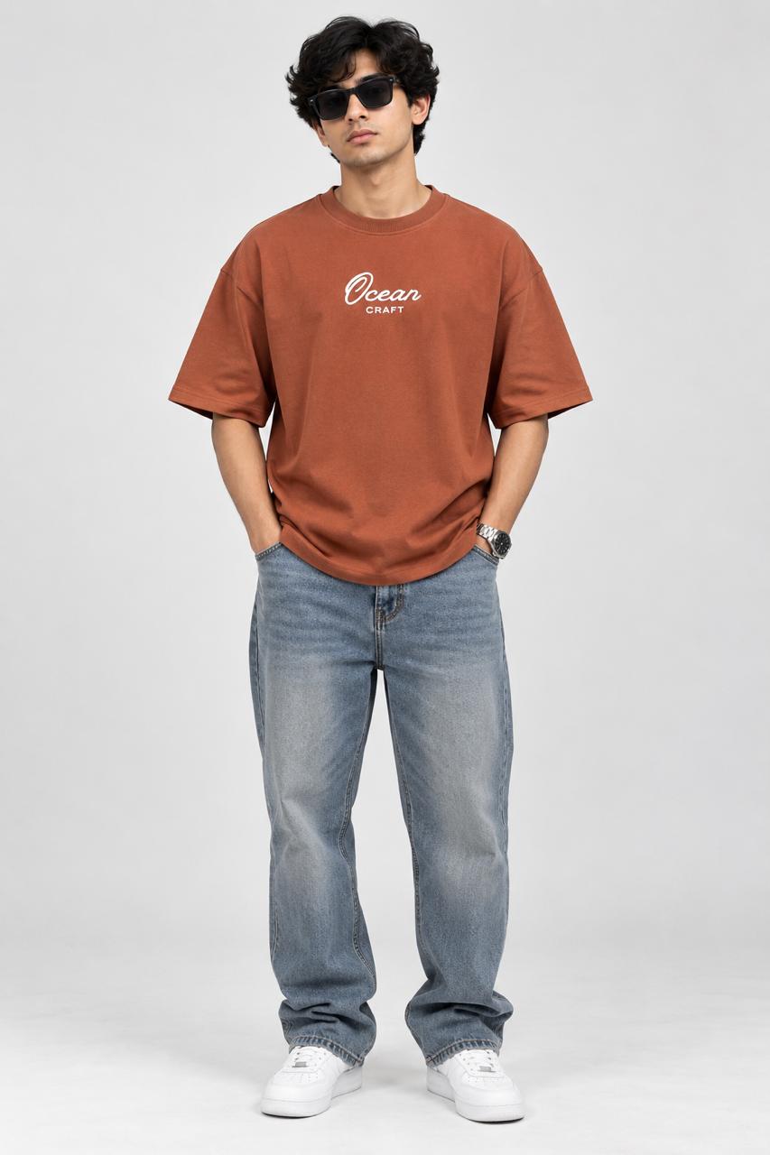 Brown Premium Graphic Oversized T-shirt