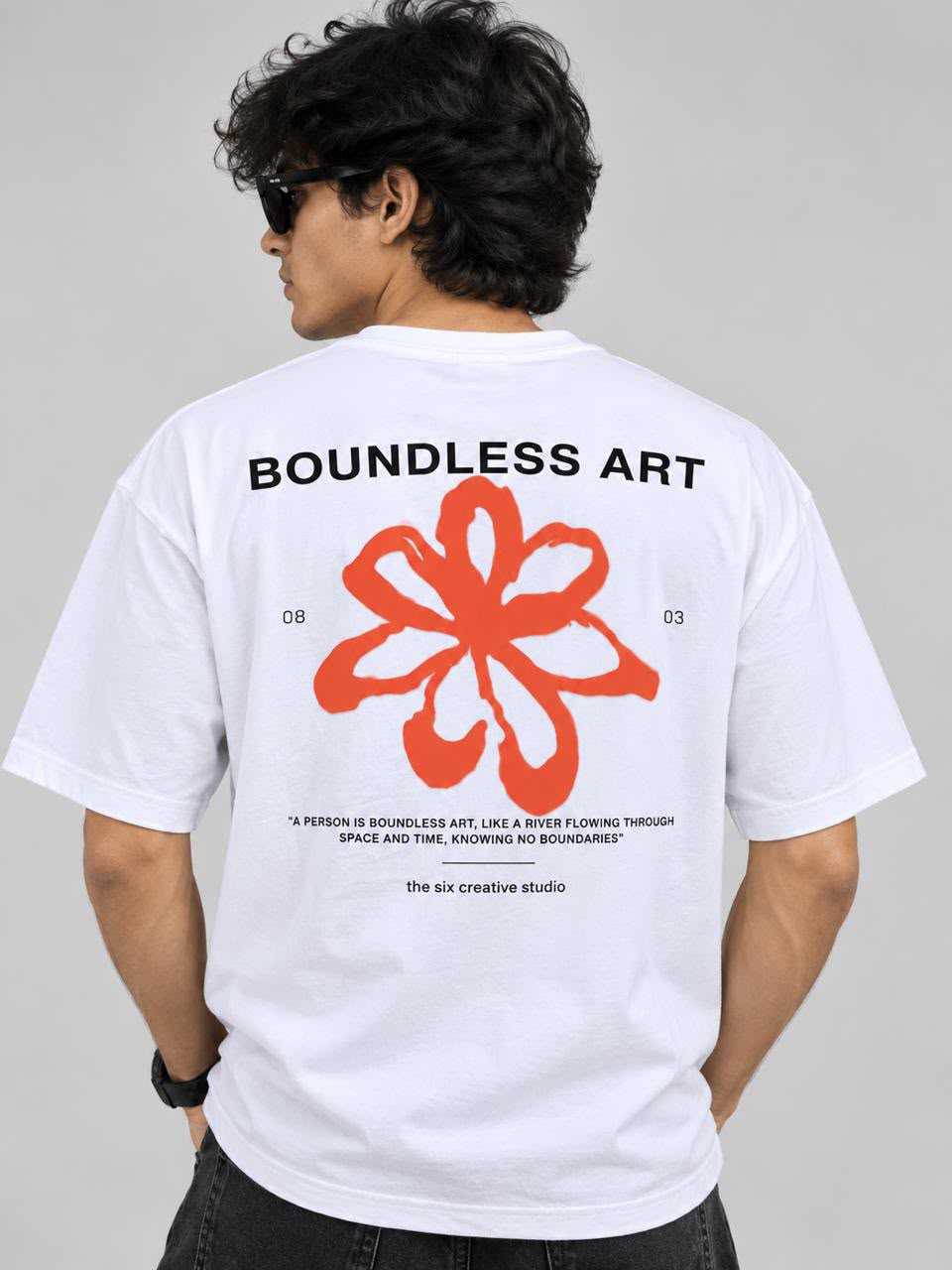 White Boundless Art Oversized Premium Cotton T-Shirt