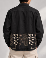 Black Floral Embroidered Boxy Fit Shirt