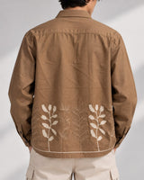 Men's Premium Tan Floral Embroidered Boxy Fit Shirt