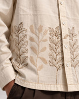 Ivory Botanical Embroidered Boxy Fit Shirt
