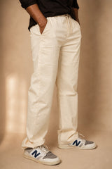 Men's Relaxed Fit  Beige Linen Trousers