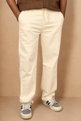 Men's Relaxed Fit  Beige Linen Trousers