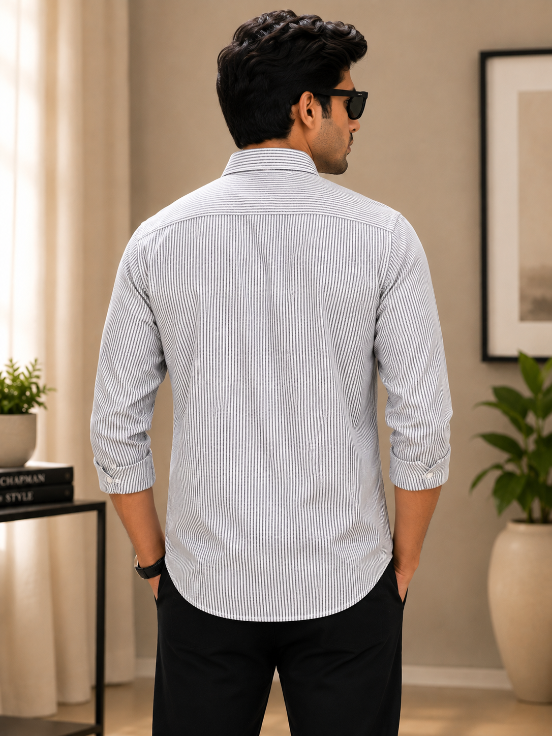 Black Pinstripe Cotton Shirt