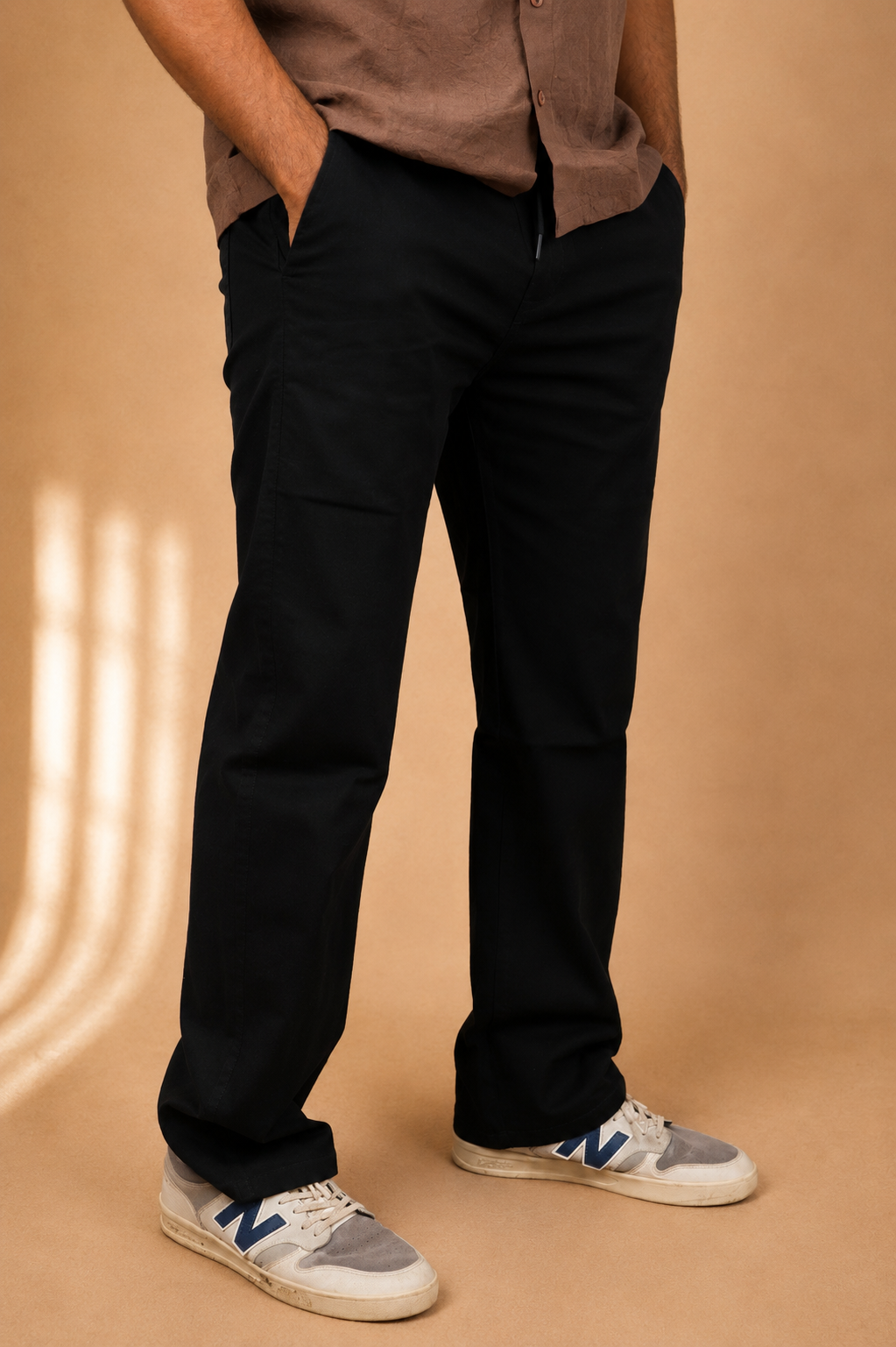 Men's Relaxed Fit Black Linen Trousers