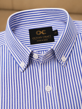 Navy Blue Pinstripe Cotton Shirt
