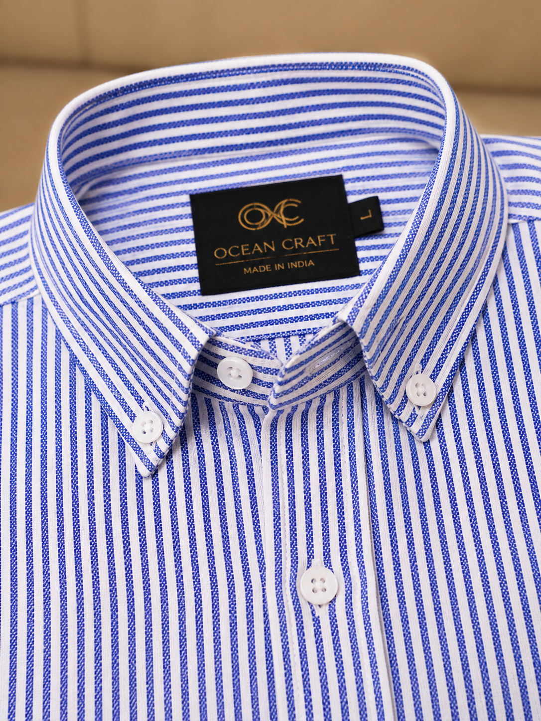 Navy Blue Pinstripe Cotton Shirt