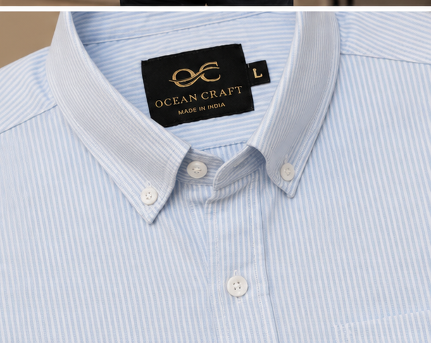 Sky Blue Pinstripe Cotton Shirt