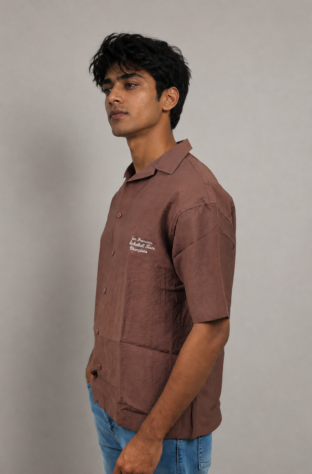 Men’s Premium Self-Textured Shirt – Brown