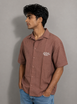Men’s Premium Self-Textured Shirt – Brown