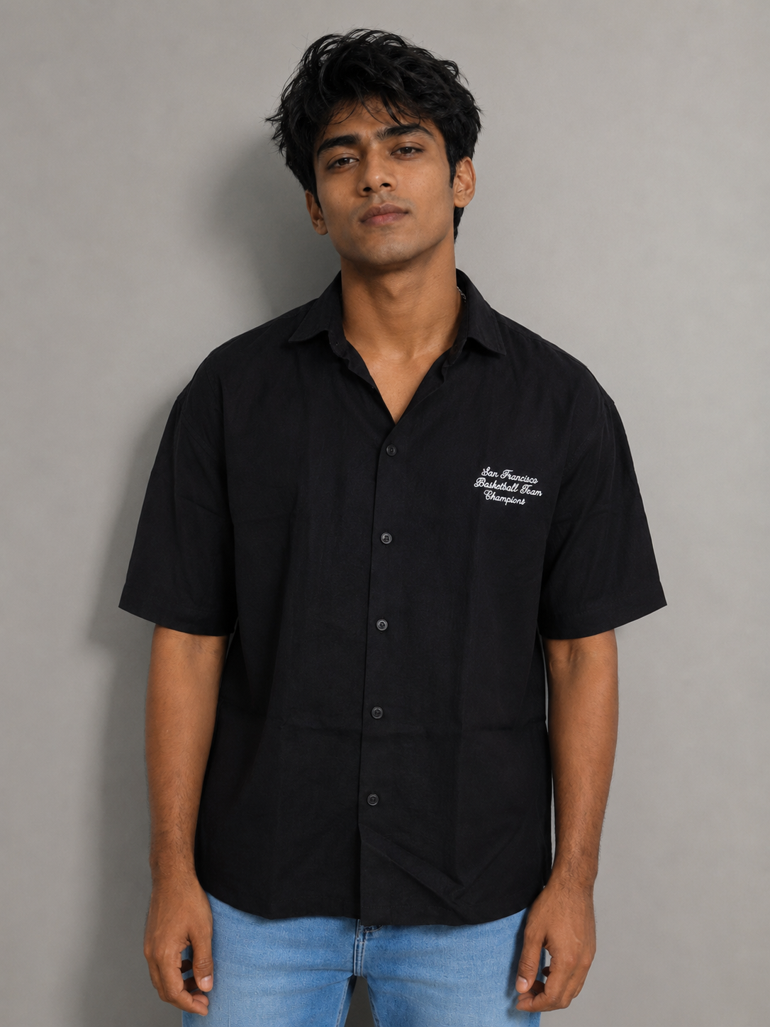 Men’s Premium Self-Textured Shirt –Black
