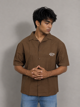 Men’s Premium Self-Textured Shirt – Dark Brown