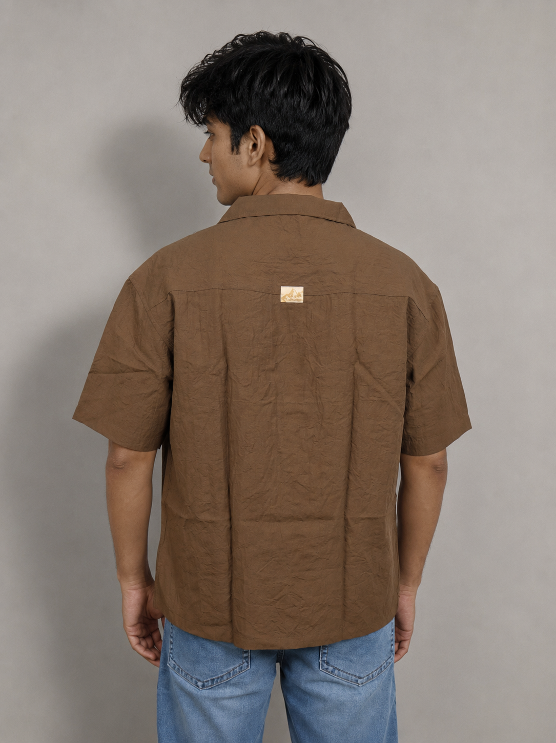Men’s Premium Self-Textured Shirt – Dark Brown