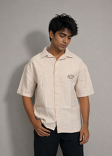 Men’s Premium Beige Textured Half Shirt