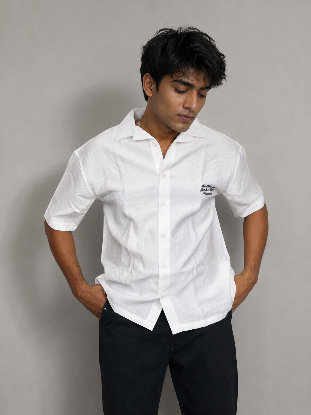 Men’s Premium Self-Textured Shirt –white