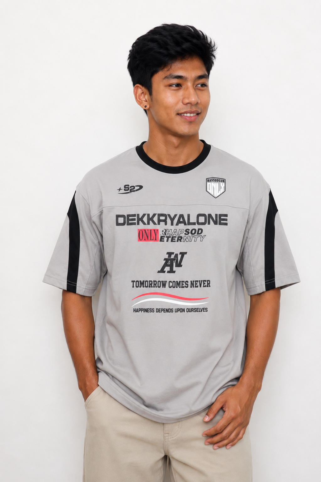 Men's Style Grey Oversized T-Shirt