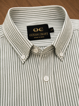 Olive Green Pinstripe Cotton Shirt